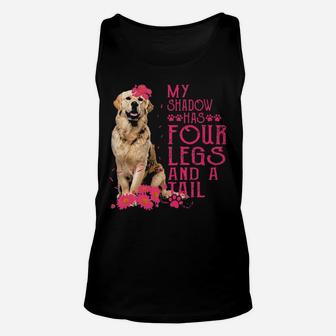 Golden Retriever My Shadow Has Four Legs And A Tail Flower Unisex Tank Top - Monsterry