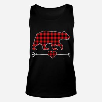 Grammie Bear Christmas Pajama Red Plaid Buffalo Family Gift Unisex Tank Top | Crazezy DE