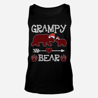 Grampy Bear Christmas Pajama Red Plaid Buffalo Family Unisex Tank Top | Crazezy