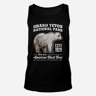 Grand Teton National Park Vintage Retro Bear Wyoming Gift Unisex Tank Top | Crazezy