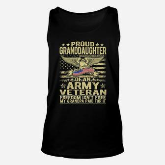 Granddaughter Of An Army Veteran Us Flag Military Family Unisex Tank Top | Crazezy DE