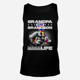 Grandpa Grandson Best Friends For Autism Awareness Life Unisex Tank Top - Thegiftio UK