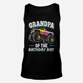Grandpa Of The Birthday Boy Monster Truck Birthday Party Unisex Tank Top | Crazezy CA