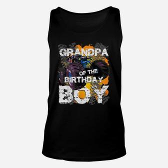 Grandpa Of The Birthday Boy Monster Truck Matching Family Unisex Tank Top | Crazezy