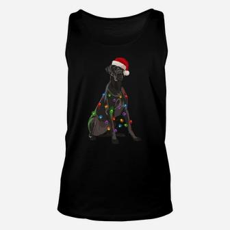 Great Dane Christmas Lights Xmas Dog Lover Santa Hat Unisex Tank Top | Crazezy AU