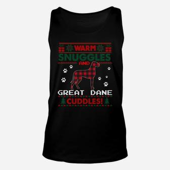 Great Dane Dog Red Buffalo Plaid Gift Ugly Christmas Sweater Sweatshirt Unisex Tank Top | Crazezy