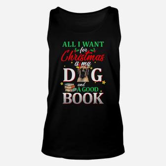 Great Dane My Dog And A Good Book For Xmas Gift Unisex Tank Top - Monsterry AU