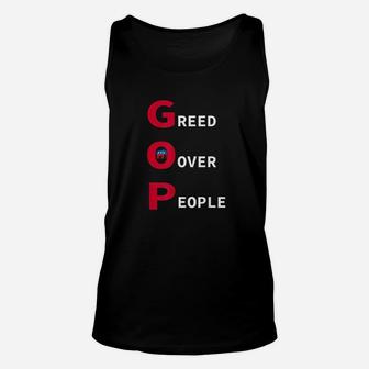 Greed Over People Statement Unisex Tank Top | Crazezy