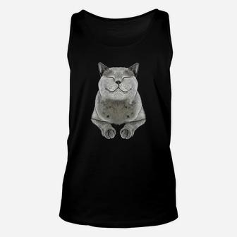 Grey Cat Smile Eager Face Unisex Tank Top | Crazezy