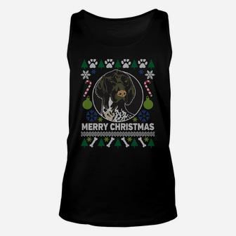 Gsp German Shorthaired Pointer Merry Christmas Ugly Xmas Dog Sweatshirt Unisex Tank Top | Crazezy