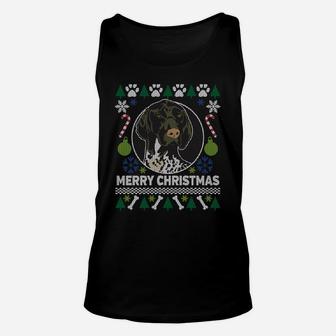 Gsp German Shorthaired Pointer Merry Christmas Ugly Xmas Dog Unisex Tank Top | Crazezy UK