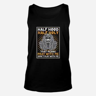 Half Hood Half Holy Skull And Cross Design Christian Unisex Tank Top | Crazezy CA