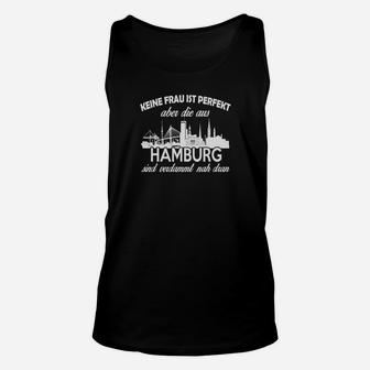 Hamburg Skyline Unisex TankTop: Keine Frau aus Hamburg ist perfekt, nah dran – Schwarz - Seseable