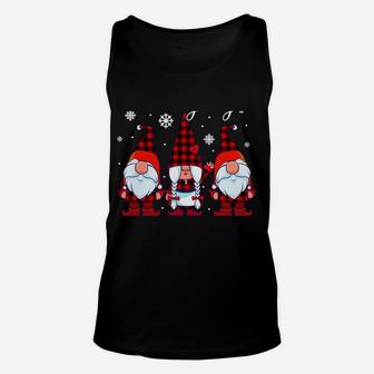 Hanging With My Gnomies Christmas Buffalo Plaid Garden Gnome Sweatshirt Unisex Tank Top | Crazezy