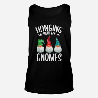 Hanging With My Gnomies Funny Family Christmas Holiday Gnome Unisex Tank Top | Crazezy UK