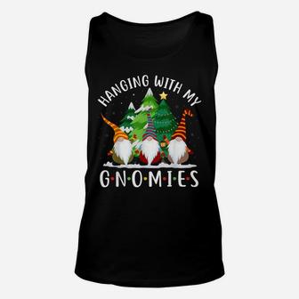 Hanging With My Gnomies Funny Gnome Friend Christmas Tree Unisex Tank Top | Crazezy