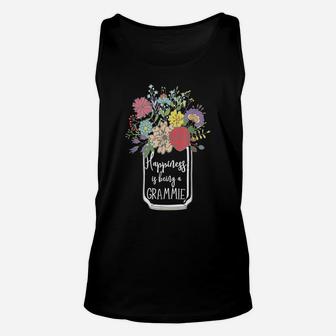 Happiness Is Being A Grammie Flower Unisex Tank Top | Crazezy