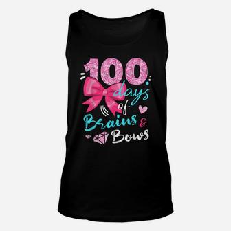 Happy 100 Days Of Brains And Bows Happy 100Th Day Of School Unisex Tank Top | Crazezy UK