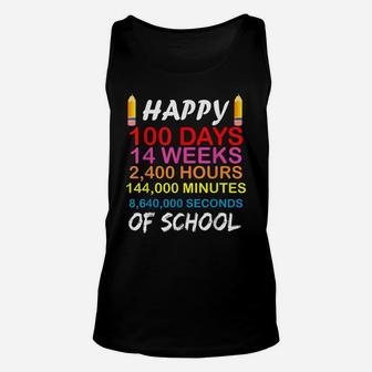 Happy 100 Days Of School-14 Weeks 2400 Hours 144000 Minutes Unisex Tank Top | Crazezy DE