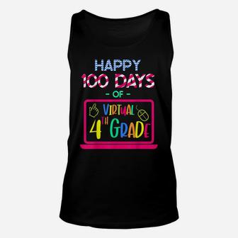 Happy 100 Days Of Virtual Fourth Grade - 100Th Day Of School Unisex Tank Top | Crazezy UK