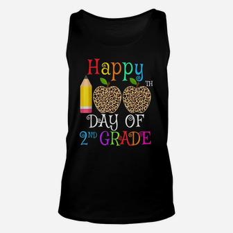Happy 100Th Day Of 2Nd Grade Leopard Gift Teacher Students Unisex Tank Top | Crazezy AU