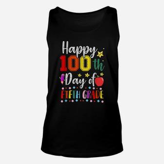 Happy 100Th Day Of Fifth Grade Colorful Teacher And Student Unisex Tank Top | Crazezy UK
