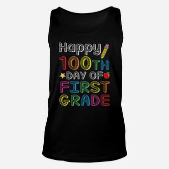 Happy 100Th Day Of First Grade - Colorful 100 Days Gift Unisex Tank Top | Crazezy AU