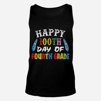 Happy 100Th Day Of School 100Th Day Of 4Th Grade Unisex Tank Top | Crazezy UK