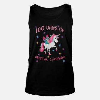 Happy 100Th Day Of School Tshirt Unicorn Magical Learning Unisex Tank Top | Crazezy