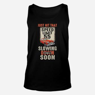 Happy 55Th Birthday With Speed Limit Sign 55 Years Old Unisex Tank Top - Monsterry