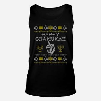 Happy Chanukah Ugly Sweater Funny Hanukkah Christmas Gifts Unisex Tank Top | Crazezy