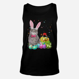 Happy Easter Cute Bunny Cat Eggs Basket Men Women Funny Gift Unisex Tank Top | Crazezy UK