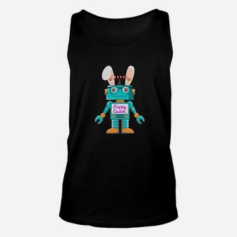 Happy Easter Robot With Cute Bunny Ears Unisex Tank Top - Thegiftio UK