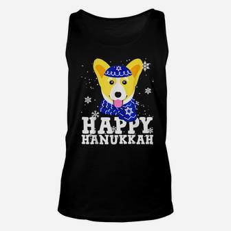 Happy Hanukkah Corgi Dog Holiday Ugly Unisex Tank Top - Monsterry