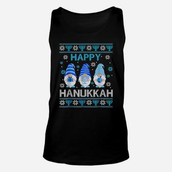 Happy Hanukkah Gnome Gnomies Menorah Pajama Ugly Unisex Tank Top | Crazezy