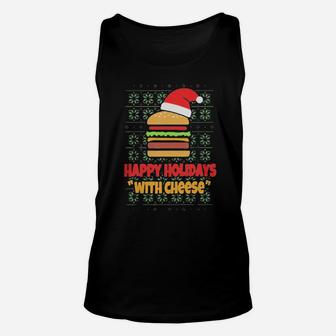 Happy Holidays With Cheese Santa Burger Unisex Tank Top - Monsterry CA