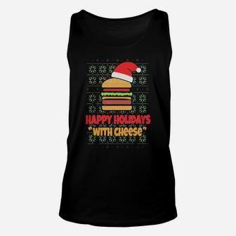 Happy Holidays With Cheese Santa Burger Unisex Tank Top - Monsterry