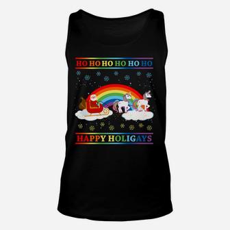 Happy Holigays Rainbow Ugly Christmas Lgbt Gay Pun Xmas Gift Sweatshirt Unisex Tank Top | Crazezy AU