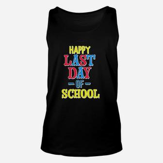 Happy Last Day Of School Red Yellow And Blue Unisex Tank Top | Crazezy