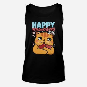 Happy Meowentine's Day Cat Valentine's Day Heart Cats Unisex Tank Top - Monsterry