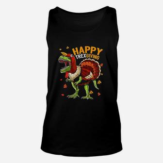 Happy Thanksgiving T Rex Dinosaur Turkey Unisex Tank Top | Crazezy