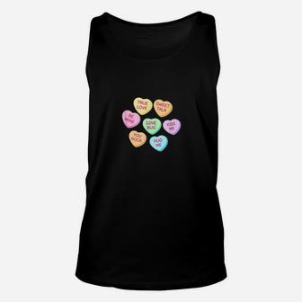 Happy Valentines Day Candy Conversation Cute Hearts Unisex Tank Top - Monsterry