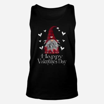 Happy Valentine's Day Gnome Plaid T Shirt Cute Heart Gifts Unisex Tank Top | Crazezy