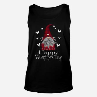 Happy Valentine's Day Hearts Cute Gnome Plaid Unisex Tank Top | Crazezy