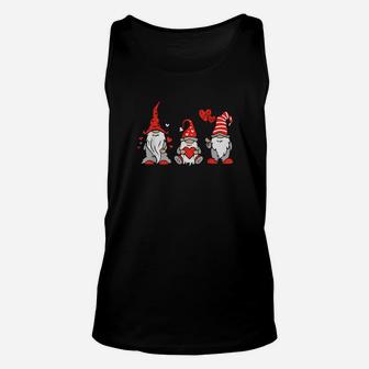 Happy Valentines Day Three Cute Gnomess Hearts Unisex Tank Top - Monsterry