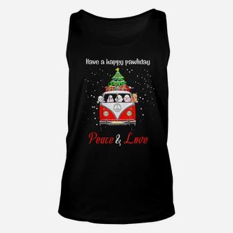 Have A Happy Pawliday Peace And Love Poodle Xmas Gift Unisex Tank Top - Monsterry
