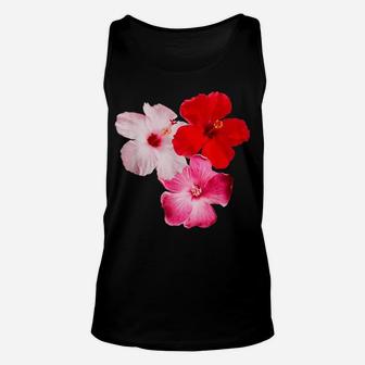 Hawaiian Tropical Hibiscus Flower Pink Red Photo Collage Unisex Tank Top | Crazezy