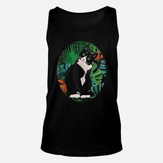 Hawaiian Tshirt Tuxedo Cat Tropical Gift Animal Lovers Unisex Tank Top | Crazezy