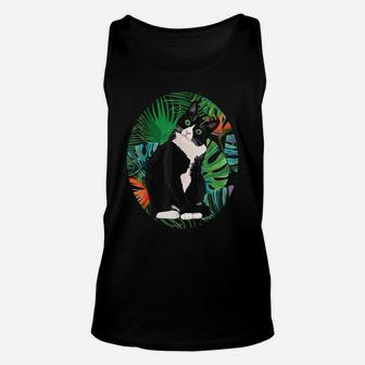 Hawaiian Tshirt Tuxedo Cat Tropical Gift Animal Lovers Unisex Tank Top | Crazezy