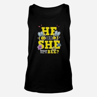 He Or She What Will It Bee Gender Reveal Party Gifts Unisex Tank Top - Thegiftio UK